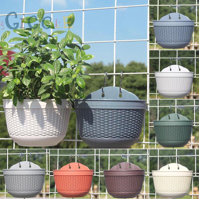 Chậu hoa nhựa ốp tường giả mây đan, treo ban công trồng hoa, trồng cây nhiều màu sắc, decor đẹp