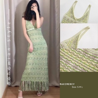 [ORDER] Đầm ZA body dài len dệt kim hoạ tiết thổ cẩm