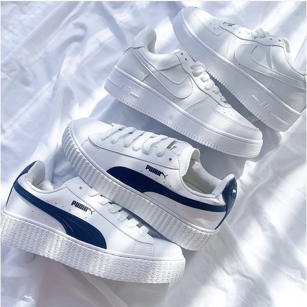 Sneaker pu ma răng cưa, phản quang, trắng full