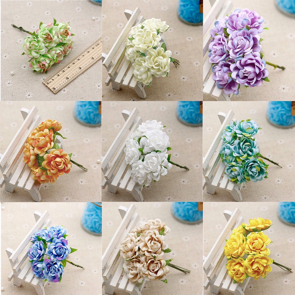 Set 6 Bông Hoa Giả Bằng Lụa Trang Trí Tiệc Cưới