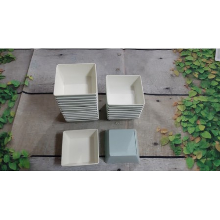 Khay bát nhựa đồ dùng hàng không vuông 9 x 9 cm trồng cây mini, đựng thức ăn, hoa quả dầm, chơi đồ hàng....