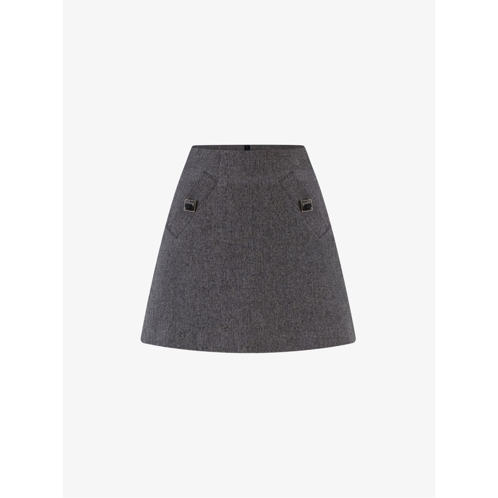 Chân Váy Chữ A NKN Adela Xám Thiết Kế Túi Chéo Năng Động, Trẻ Trung, Chất Liệu Vercelli Wool cao cấp