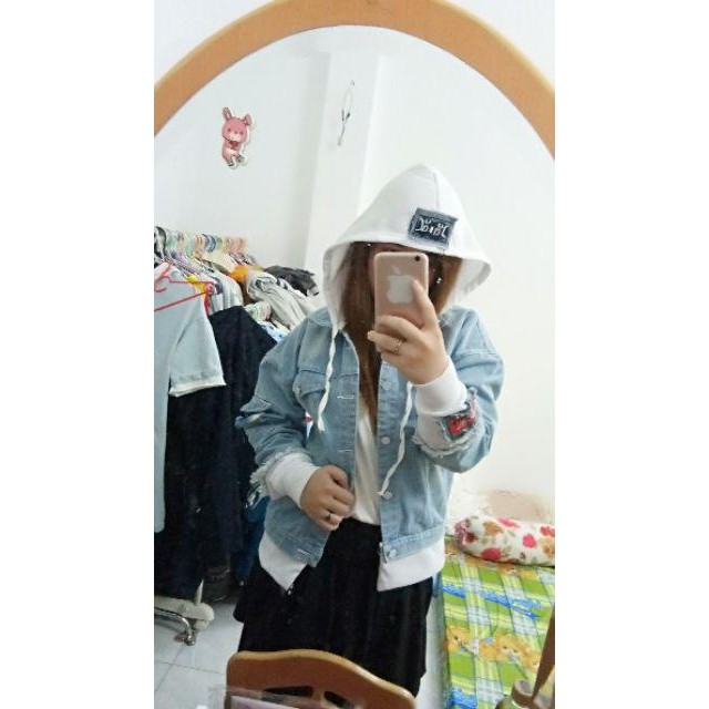 Áo khoác jean nữ style Hàn Quốc ngọt ngào có mũ nỉ Hoodie CHI089 - Mua Ngay