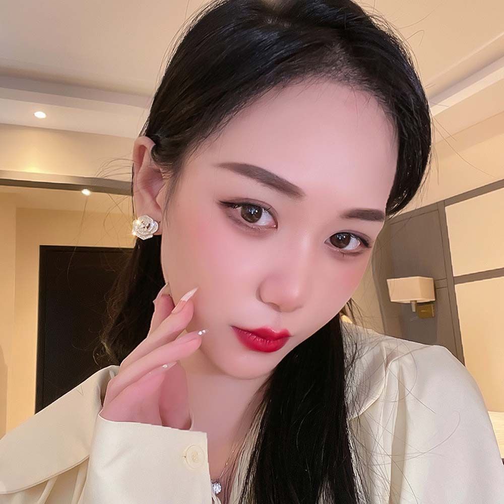 Bộ trang sức hợp kim hình hoa trà đính đá thời trang Hàn Quốc thiết kế đơn giản cho nữ