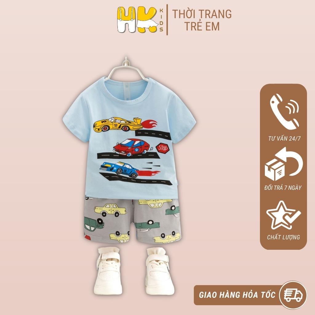 Bộ quần áo cộc tay size đại cho bé trai HK KIDS, bộ đồ ngắn tay cotton mềm mát size cho bé từ 8-10 tuổi