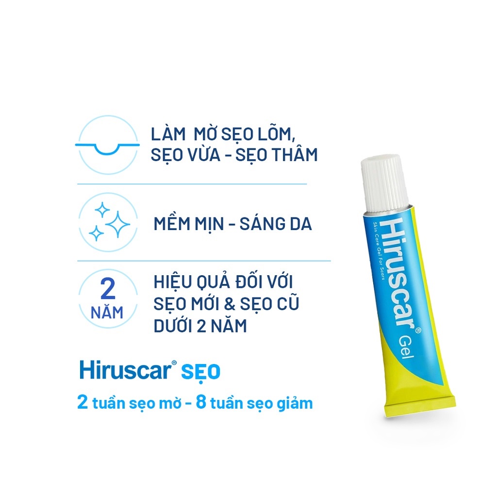 Hiruscar 5g, Gel cải thiện sẹo vừa, sẹo lõm, sẹo thâm