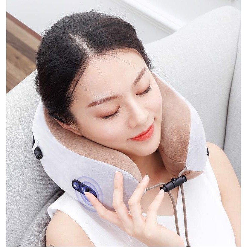 Gối Massage Cổ Chữ U 360 Đa Năng - gối massage vòng cổ hô trợ mát xa vùng cổ, giảm đau nhức vai gáy_shop.sara