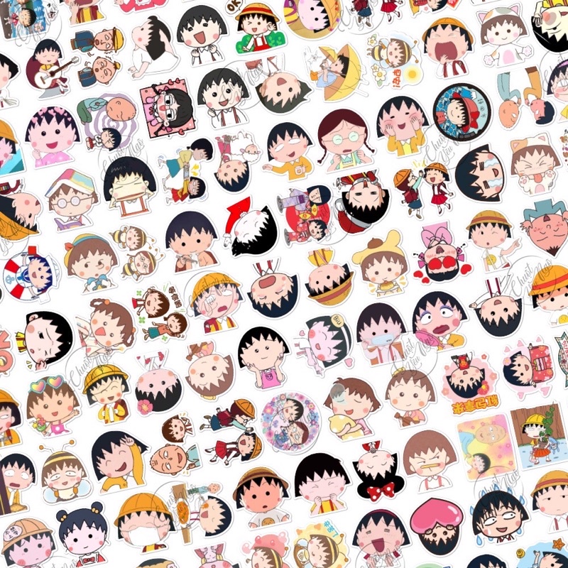 Combo 30/60 sticker hình dán decal trang trí chống nước Nhóc Maruko/Chibi/Maruko-chan dễ thương NT 56