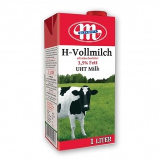 Sữa tươi Ba Lan Không Đường Mlekovita H-vollmilch UHT Milk 3.5% hộp 1L