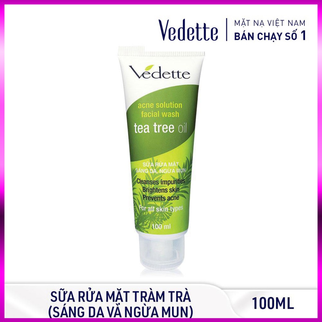 Sữa Rửa Mặt Tràm Trà 100ml Tea Tree Oil VEDETTE - SÁNG DA VÀ NGỪA MỤN - TP050010050130