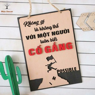 Bảng gỗ treo tường trang trí phòng làm việc khẩu hiệu Đừng Làm Việc Chăm Chỉ, Hãy Làm Việc THÔNG MINH