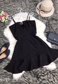 Đầm 2 Dây Đuôi Cá Tag Nơ Tiểu Thư