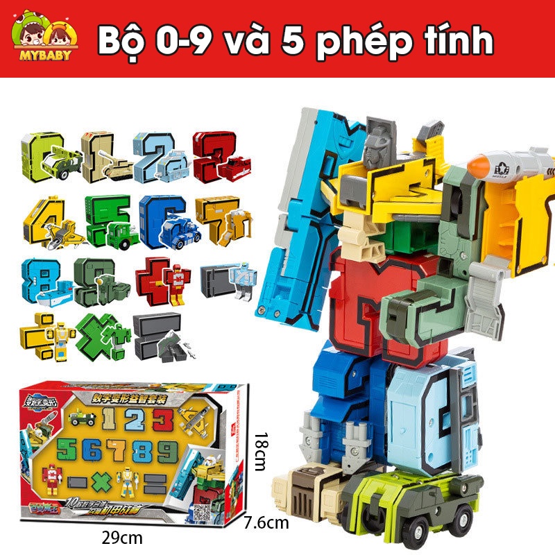 Bộ Đồ Chơi Robot Biến Hình Lắp Ráp Chữ Số Chi Tiết, Giáo Dục Cho Bé Tại Nhà, Mybaby