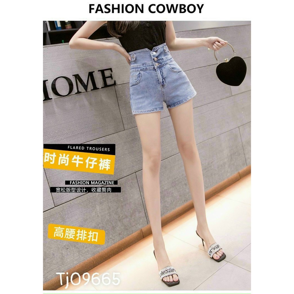 Quần short jean nữ, quần bò nữ ngắn, quần sọt nữ màu xanh lưng cao cá tính phong cách HÀN QUỐC 2021 murad_fashion jn5008