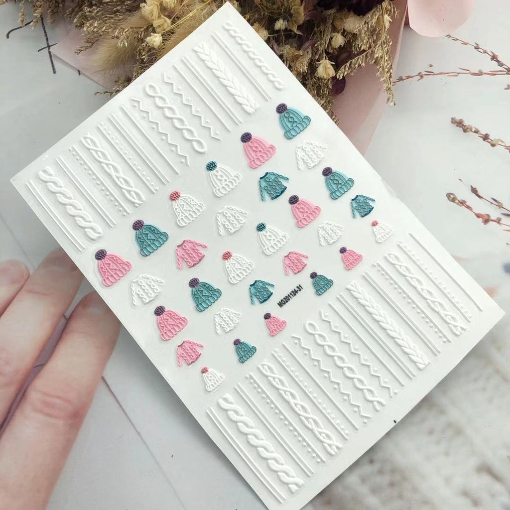 Miếng Dán Trang Trí Móng Tay Bằng Acrylic 3D Họa Tiết Mùa Đông