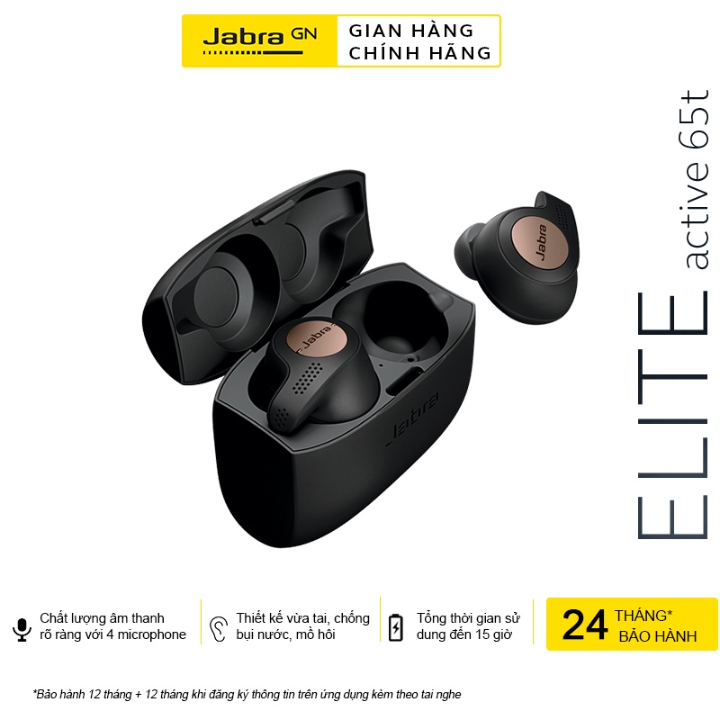 Tai Nghe Bluetooth True Wireless Jabra Elite Active 65T (Màu ngẫu nhiên) - Hàng Chính Hãng