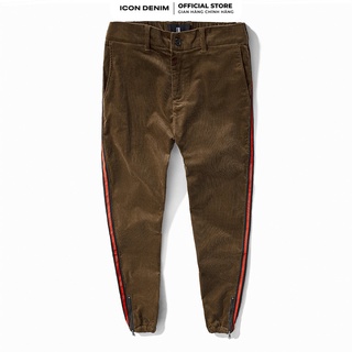 Quần Jogger Nam ICON DENIM Chất Nhung Mềm Corduroy Có Zips Ổng Chân JG090014