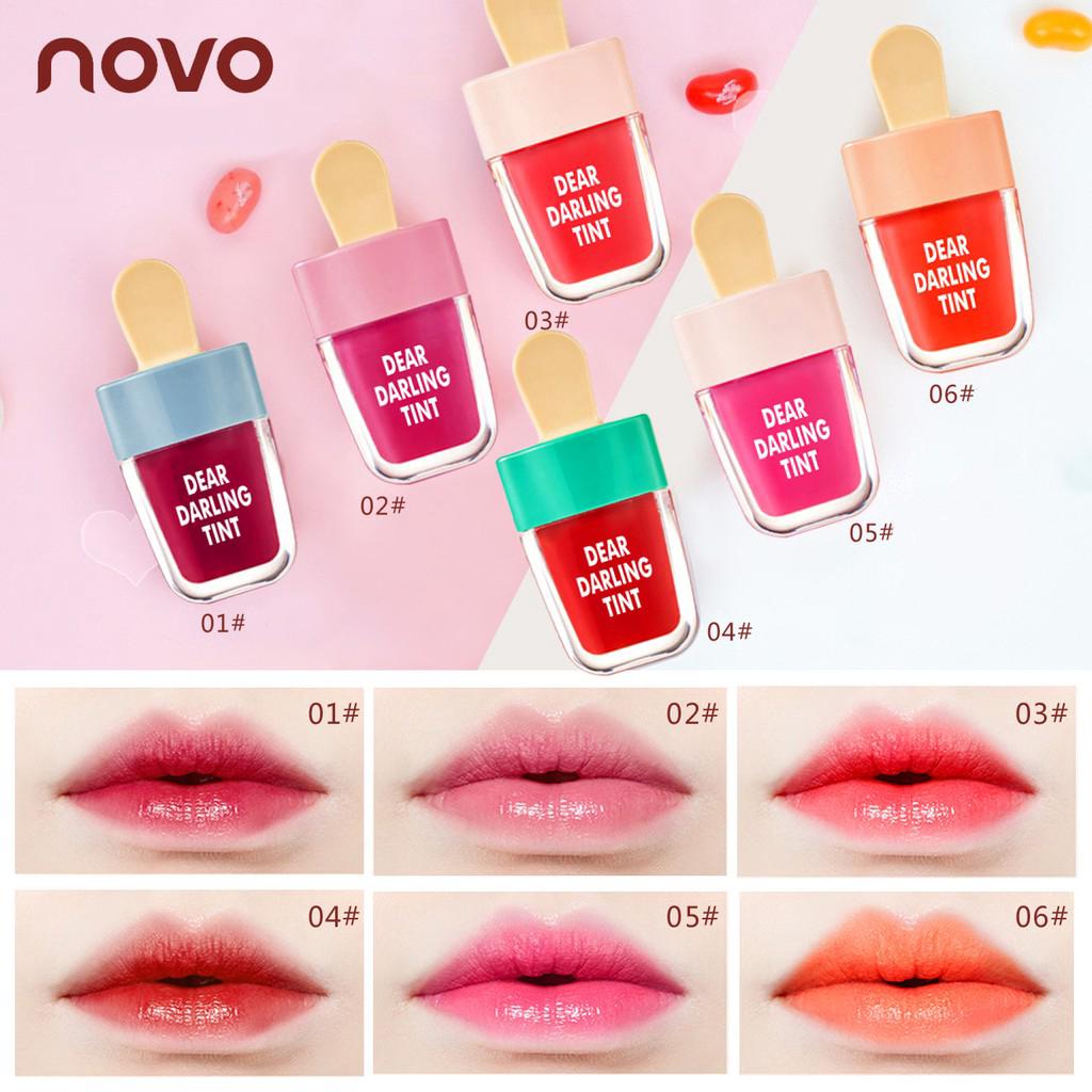 [Hàng mới về] Son môi dạng lỏng NOVO 5 màu tự chọn thiết kế kiểu cây kem dễ thương