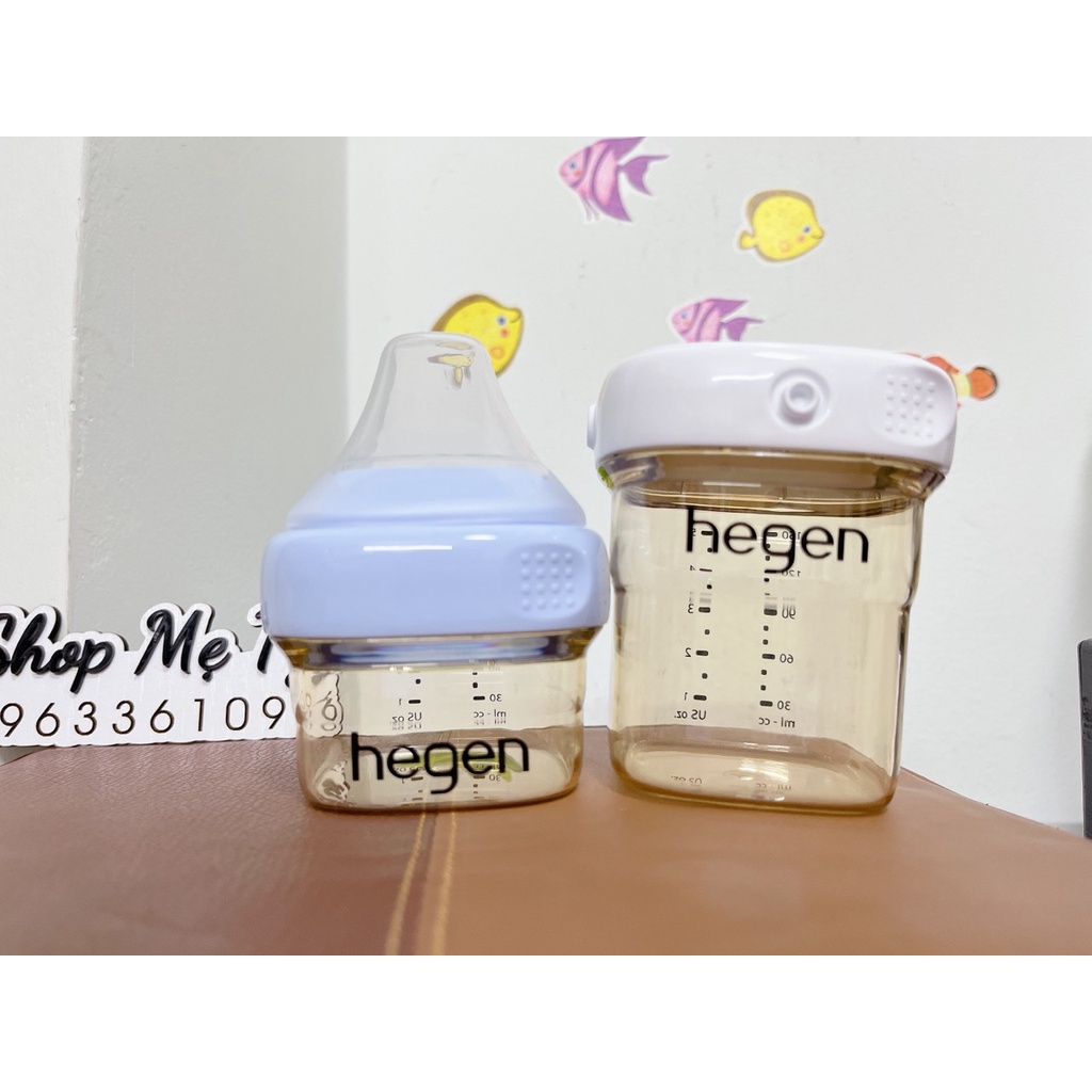 (CỔ NẮP MÀU) Combo bình sữa Hegen 60ml + bình trữ sữa Hegen 150ml cho bé sơ sinh siêu tiết kiệm
