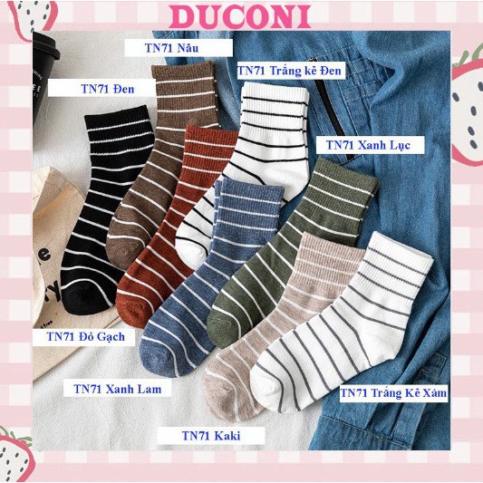 Tất vớ kẻ cổ cao Hàn Quốc unisex vintage phong cách Hàn Quốc cực đẹp TN61