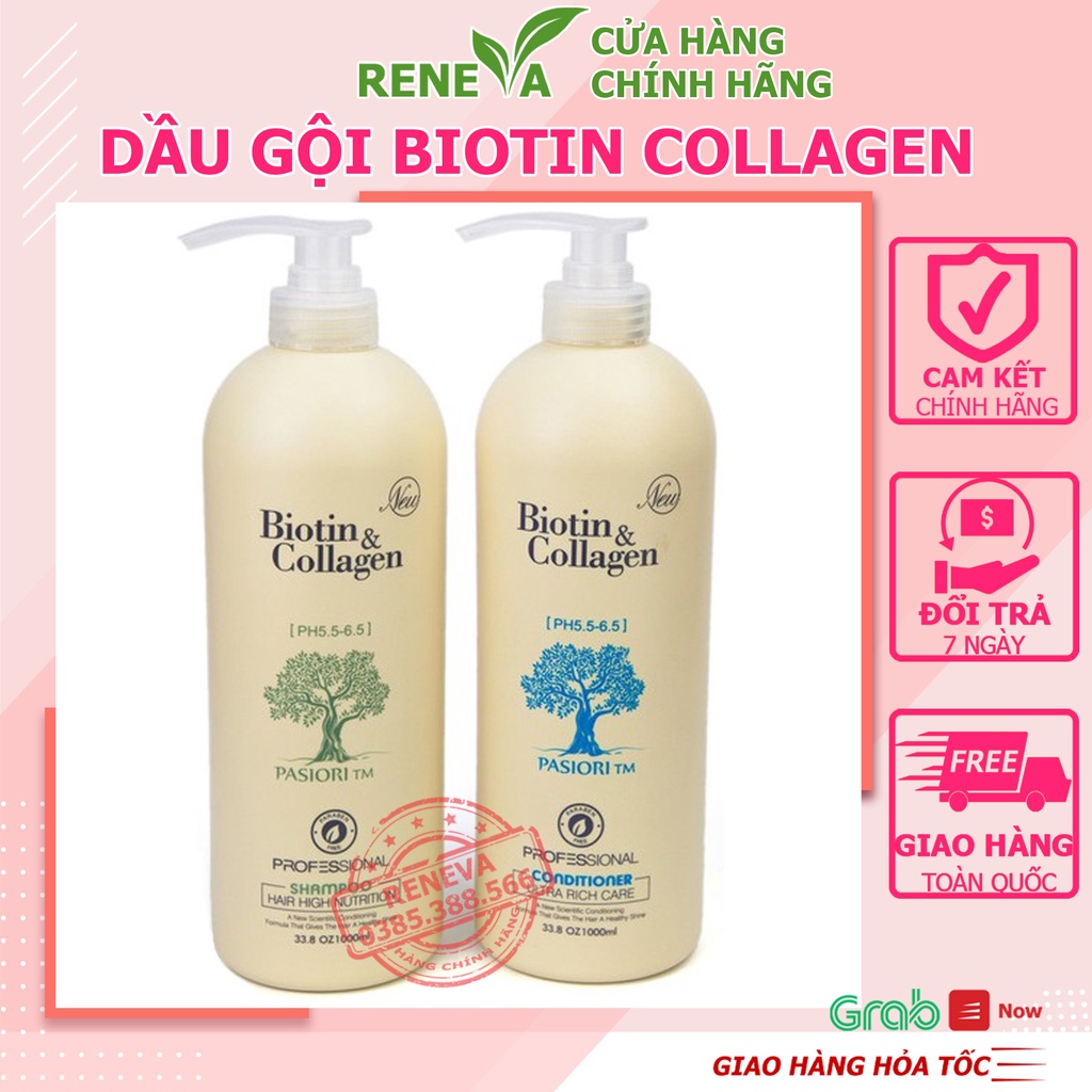 Cặp Dầu Gội Xả Biotin Collagen Trắng Chính Hãng 500ml-1000ml Phục Hồi Tóc, Giảm Rụng Tóc, Kích Mọc Tóc MYPHAMRENEVA