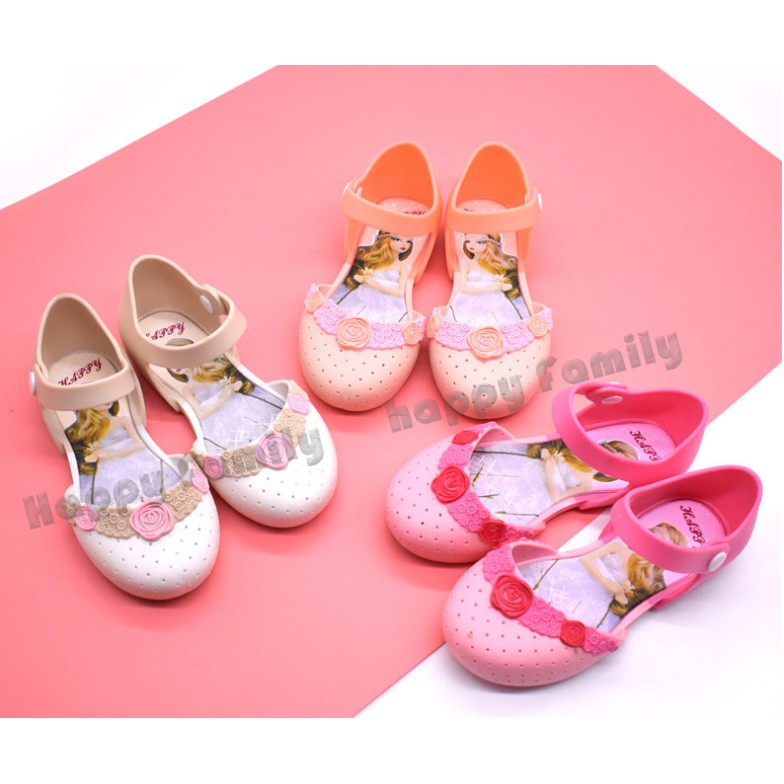 【Có bỏ sỉ 】Giày nhựa jelly giày đi mưa búp bê bé gái công chúa