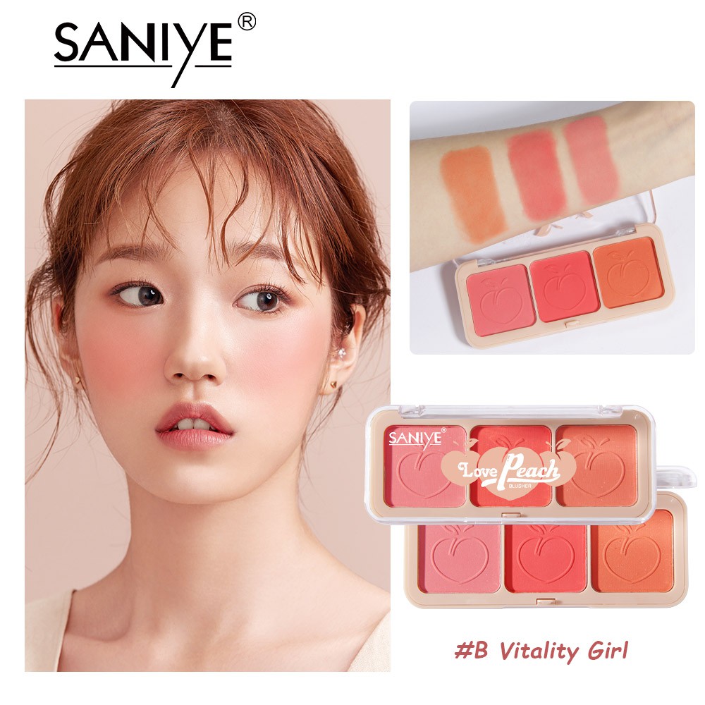 Bảng Phấn Má Hồng SANIYE E0334 Love Peach 3 Màu Tông Lì 9g