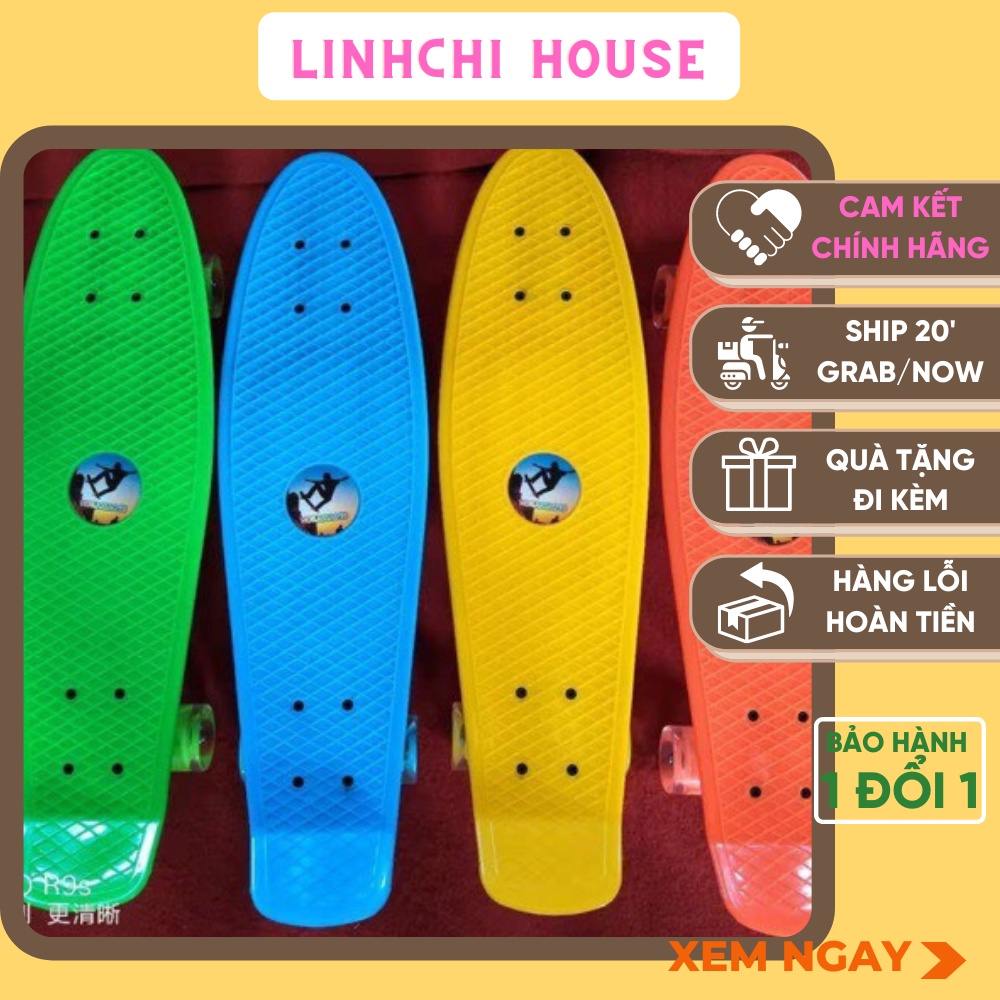 Ván ( Lướt) trượt nhựa trẻ em 💖𝑭𝑹𝑬𝑬𝑺𝑯𝑰𝑷💖 Lướt (ván trượt) bánh phát sáng 55cm- Linhchi House