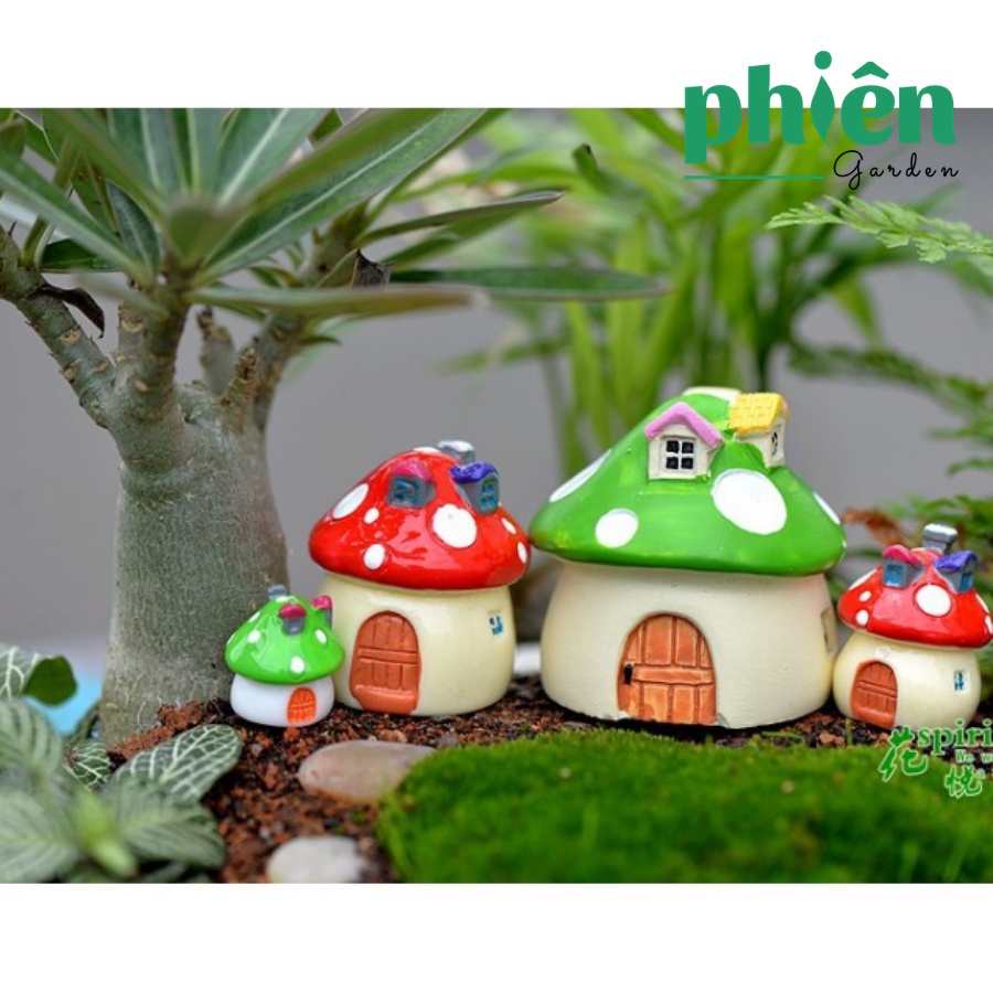 Nhà nấm nhiều màu trang trí tiểu cảnh, sen đá, terrarium, Phụ kiện Tiểu cảnh mini