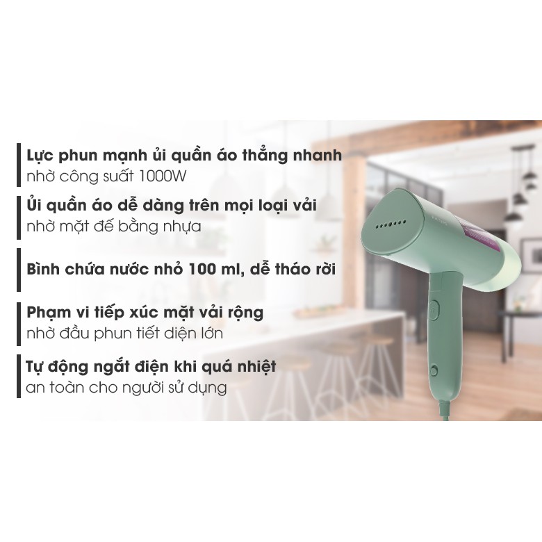 Bàn Ủi Hơi Nước Cầm Tay Philips STH3010/70 1000W - Hàng Chính Hãng (Bảo Hành Toàn Quốc 2 Năm)