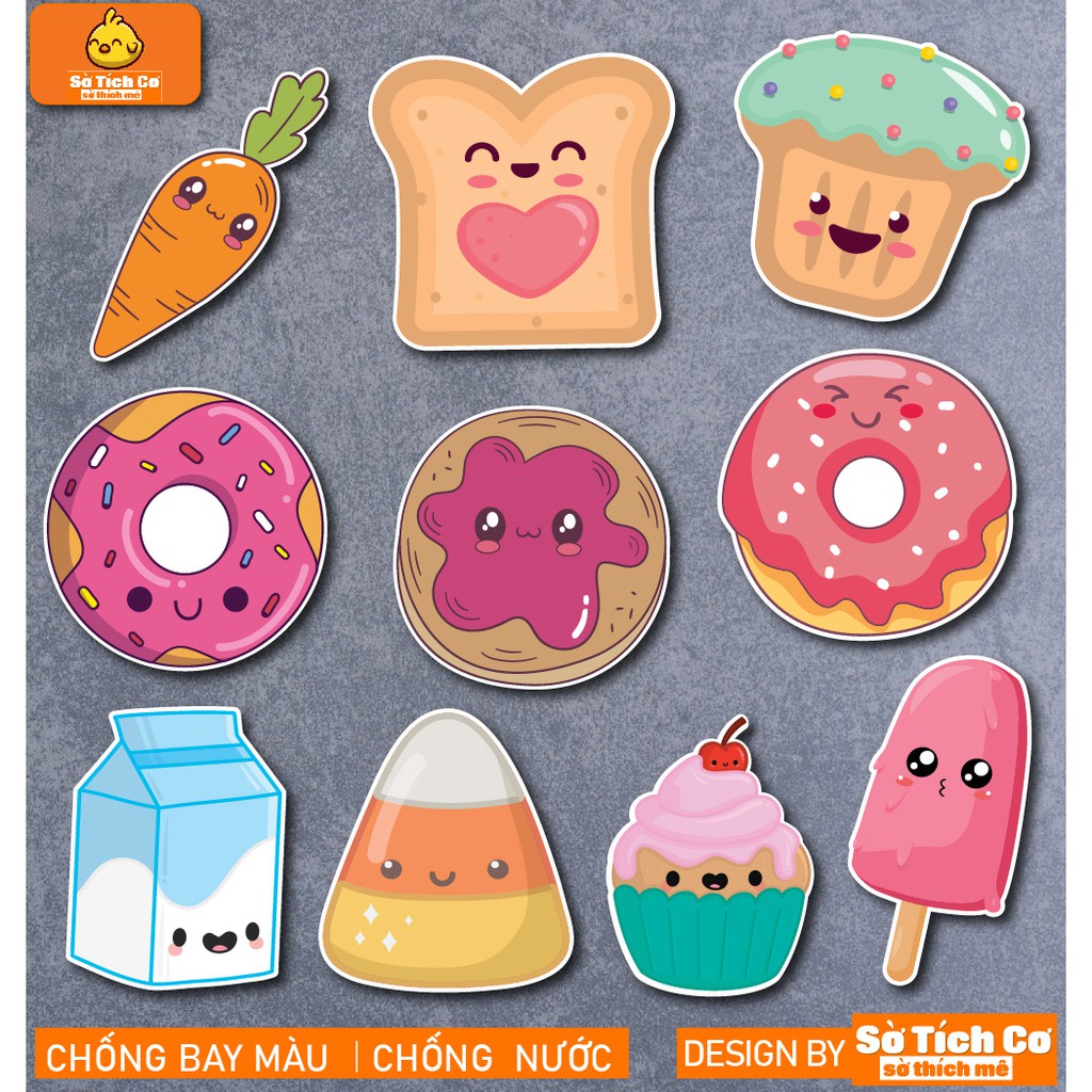 Kawaii Food dán điện thoại, laptop, mũ bảo hiểm, guitar, vali MSP: F01