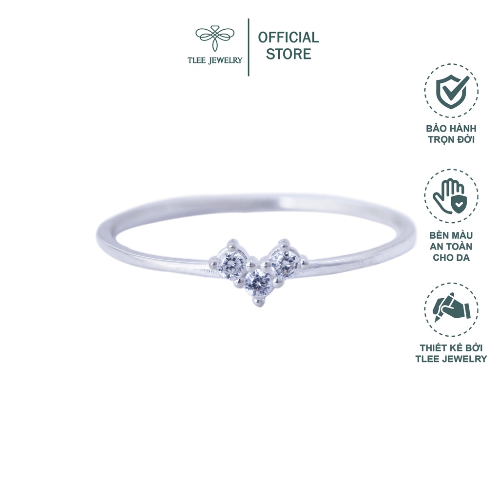 Nhẫn bạc nữ TLEE tim tiny mảnh đính đá lấp lánh TleeJewelry A0126