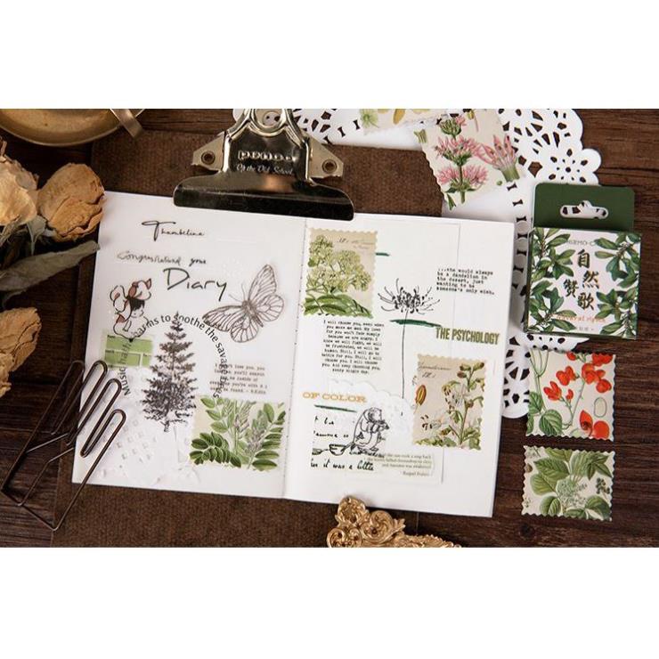 Bộ 45 Sticker Hoa Lá Hàn Quốc dán trang trí E45