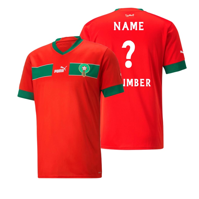 Áo Thun Số 22-23 Ma Rốc Cho Đội Tuyển Đá Banh s-2xl*