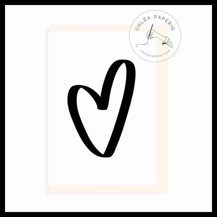 Greeting Card / Love / Heart Outline Black / Greeting Cards