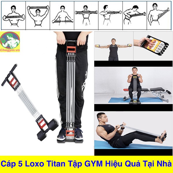 Cáp 5 Lò Xo Titan Hỗ Trợ Tập Thể Hình Tại Nhà