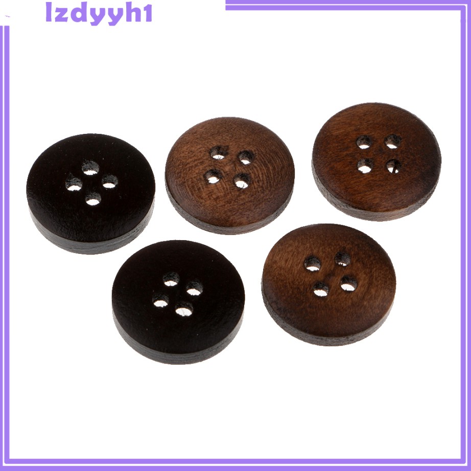 Set 50 Nút Gỗ Tròn 15mm Phong Cách Vintage Dùng May Áo Khoác