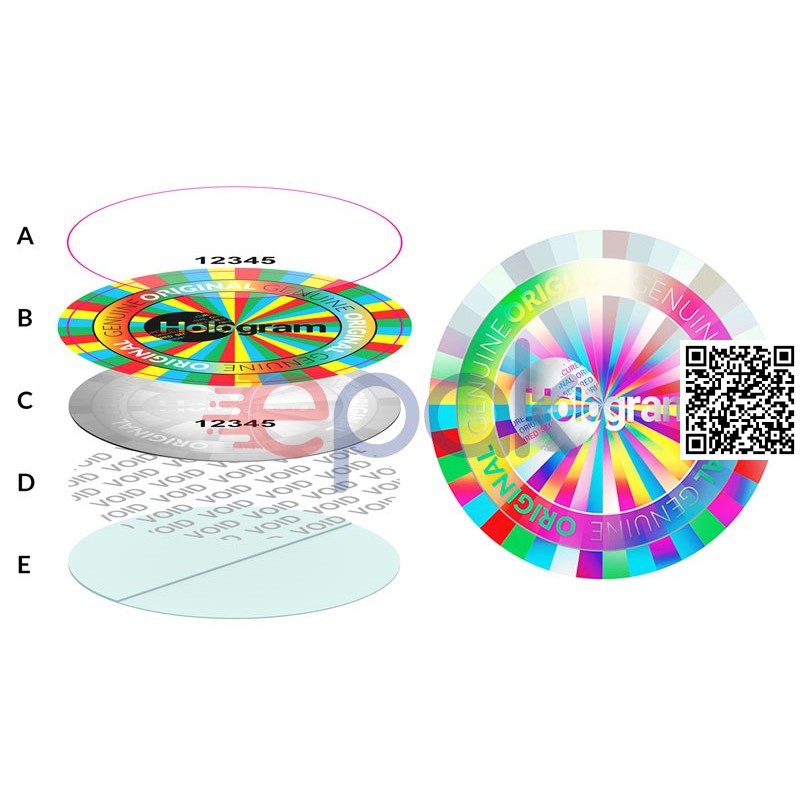 1485 Tem 7 màu hologram in sẵn hình tròn