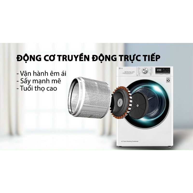 Máy sấy bơm nhiệt LG 9 Kg DVHP09W