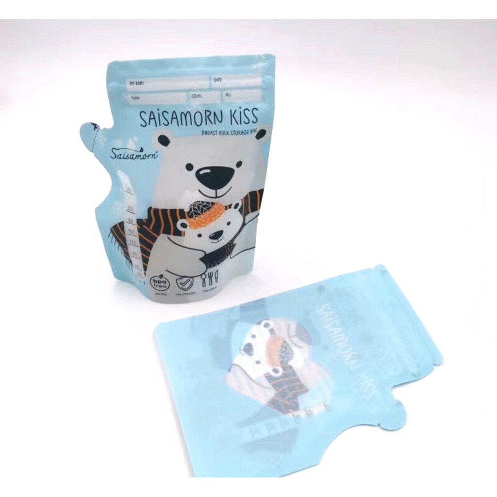 Tặng 01 bút ghi chú - Hộp 50 túi trữ sữa Sami baby Nhật bản 250ml có vòi màu xanh MS1002