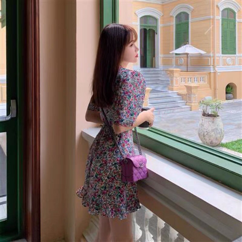 Váy đầm hoa zara họa tiết sang chảnh 💓 đầm đuôi cá tím - váy hoa dáng xòe tôn dáng | BigBuy360 - bigbuy360.vn