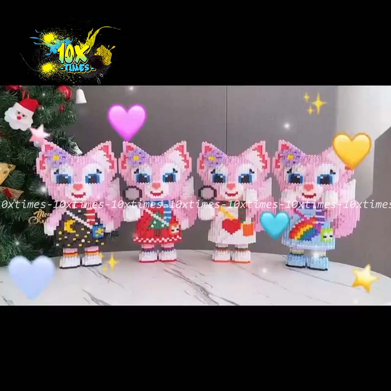 (size 32cm) mô hình lắp ráp 3d cáo hồng Tina Bell dễ thương cute quà tặng sinh nhật bạn gái, đồ decor