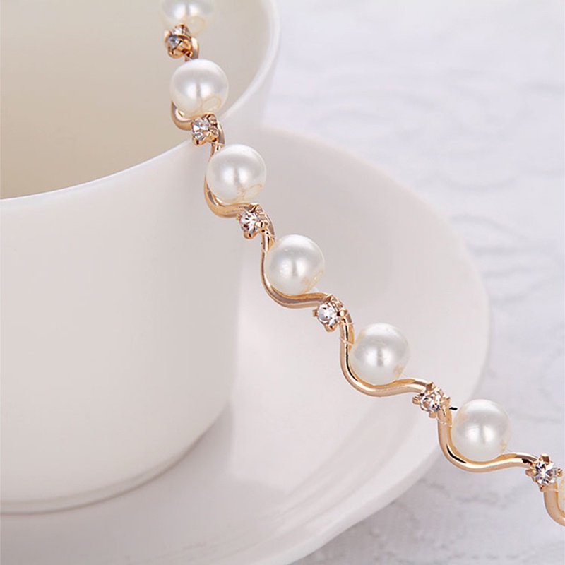Thạch Ngọc Trai Cô Gái Hairband, Băng Đô Nữ Chống Trượt Phong Cách Sóng Mỏng Bằng Kim Loại Thời Trang Phụ Kiện Tóc