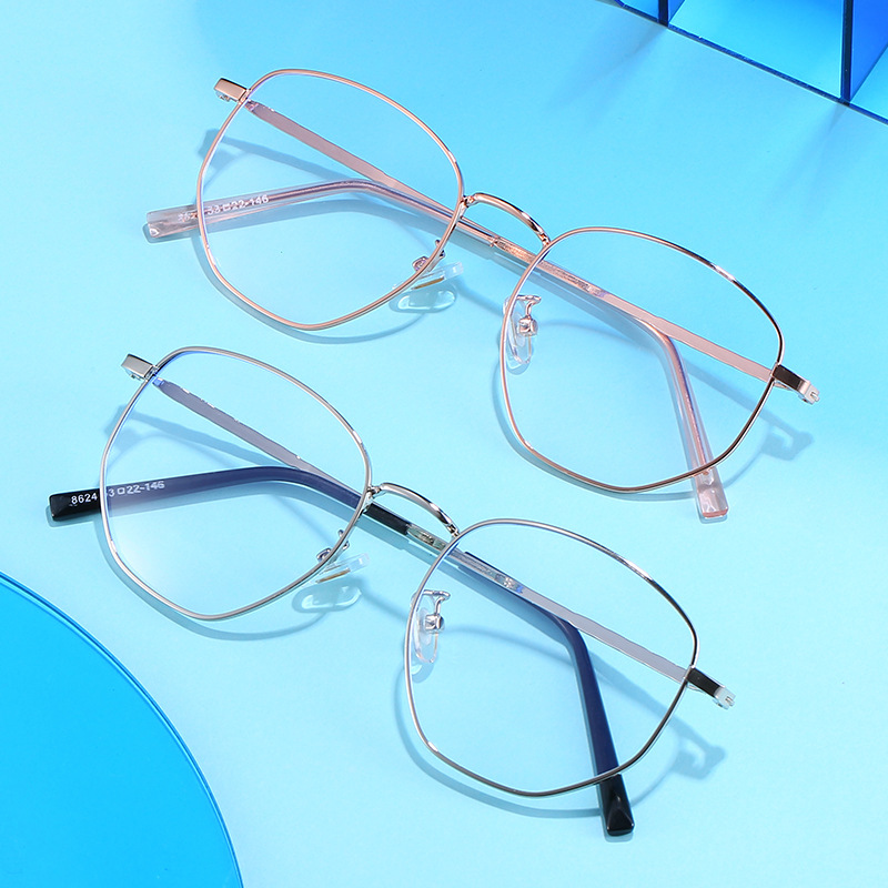 Mắt Kính Gọng Lớn Bằng Kim Loại Chống Ánh Sáng Xanh Phong Cách Hàn Quốc Thời Trang Cho Nữ