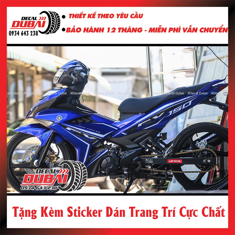 Tem Trùm Exciter 150 Xanh GP Thể Thao - Thiết kế theo yêu cầu - Tem 3 lớp không bay màu