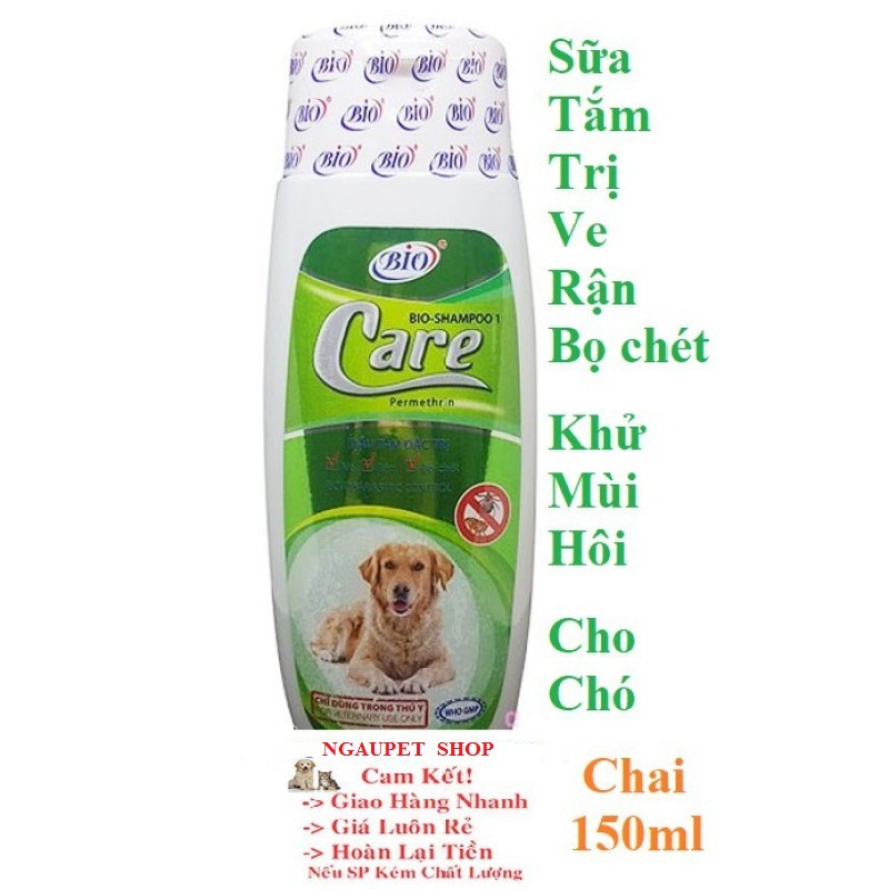 Sữa Tắm Chó Mèo BIO-SHAMPOO Care 150 ml, Dầu tắm đặc trị ve rận bọ chét lông da cún cưng
