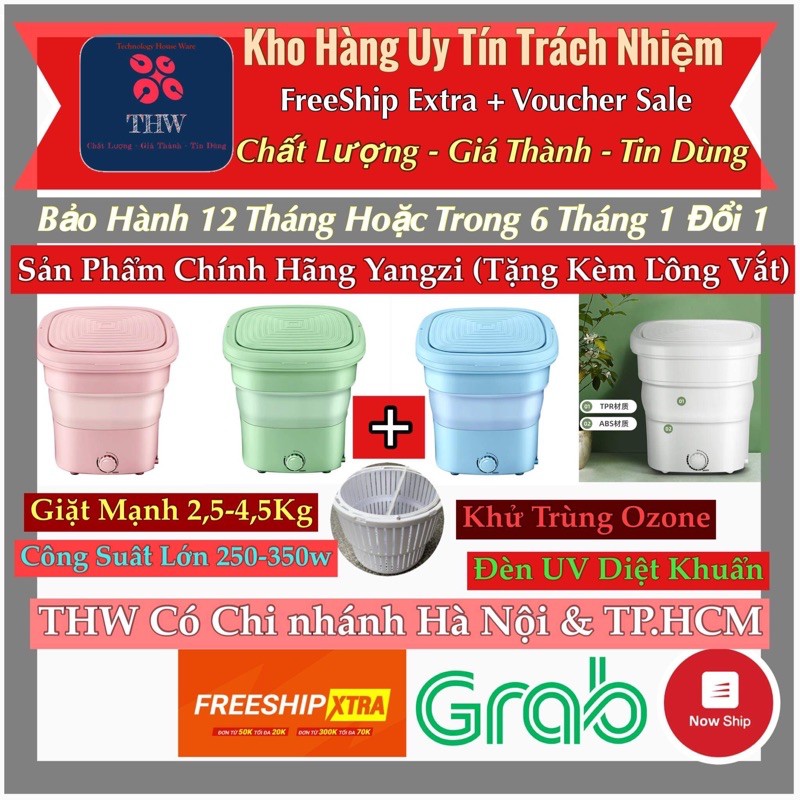 |THW-HN| |BH 1 đổi 1| Máy Giặt Mini Big Size Yangzi. Khử trùng Ozone.UV Diệt Khuẩn. Giặt 3-4kg đồ giặt. Điện 220v.