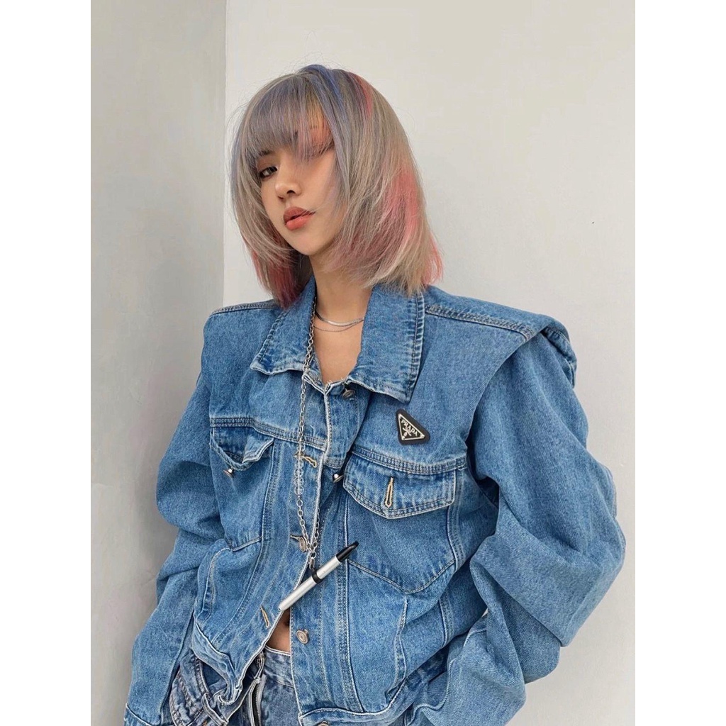 Áo Khoác Denim Cao Cấp Dáng Rộng Phong Cách Retro Văn Hóa 21Ss