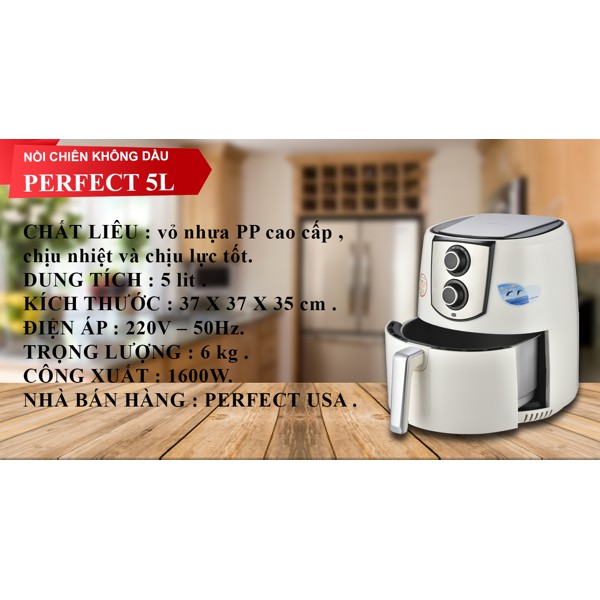Nồi Chiên Không Dầu 5 Lít Perfect Giải Pháp Chiên Nướng Tốt Cho Sức Khỏe, Hành chính Hãng Bảo Hành 24 Tháng