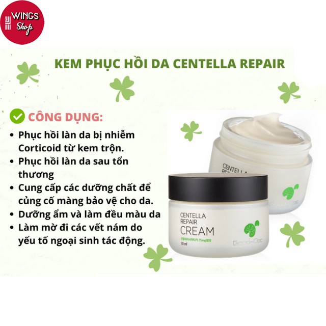 Kem Phục Hồi Dưỡng Da Trắng Sáng Chống Lão Hóa GoodnDoc Centella Repair Cream 50ML | Wings Shop